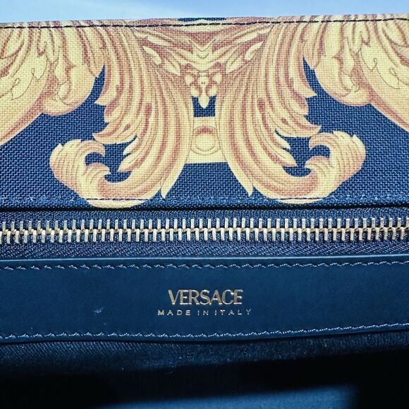 Versace Medusa Black Gold Canvas Large Tote Greca Strap Bag NWT $1,475 - Picture 8 of 10